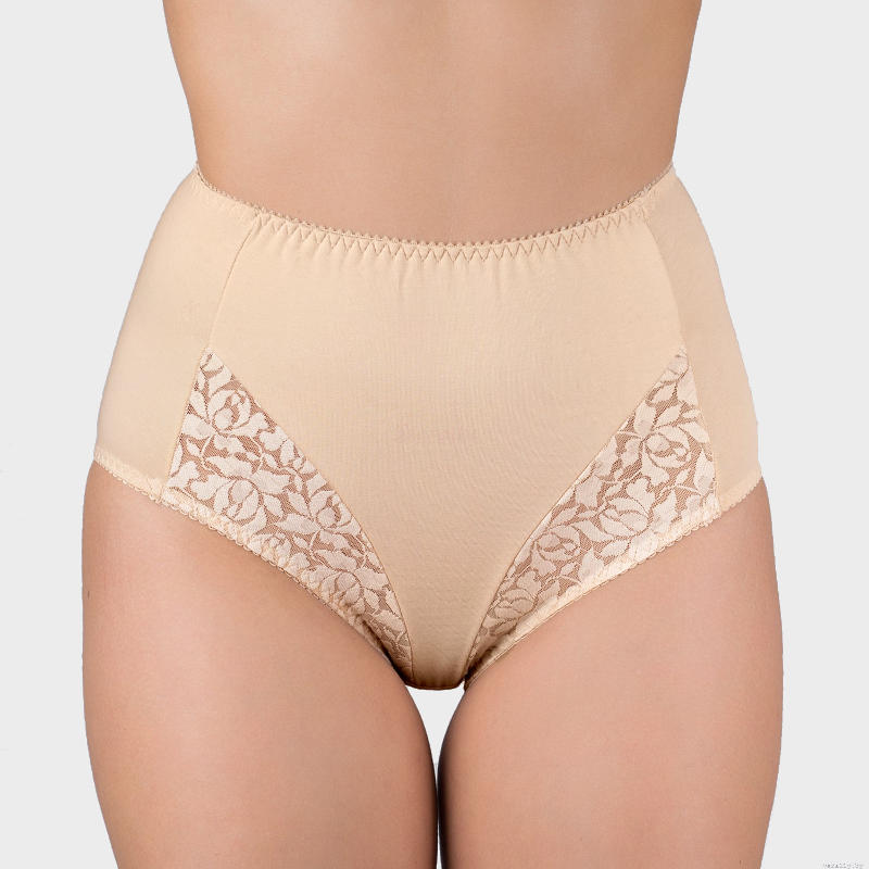 maxi panties made of elastic knitted cotton and lace fabric with a stretch effect 1006 1 by verally beige1