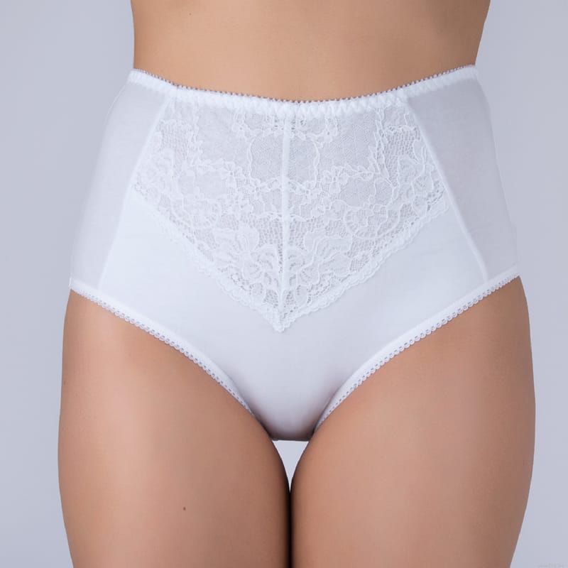 panties made of elastic knitted cotton fabric with elastic lace trim 1093 2 by verally white1