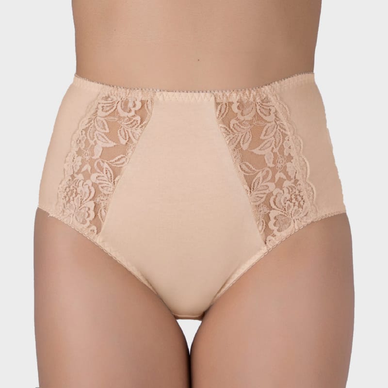 slips made of elastic cotton fabric and inelastic lace with high waistline 110 5 by verally beige1