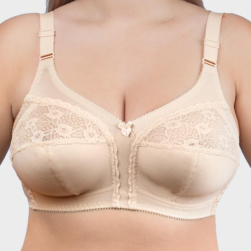 wireless bra made of inelastic lace and knitted fabric 213 5 by verally beige1